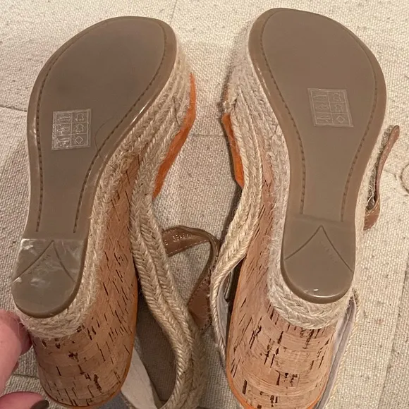 Prada women’s orange suede wedge sandals with cork wedge
