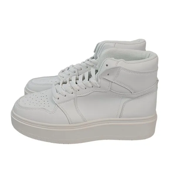Pretty Little Things Womens 7 White Laceup HighTop Chunky Sole Platform Sneakers