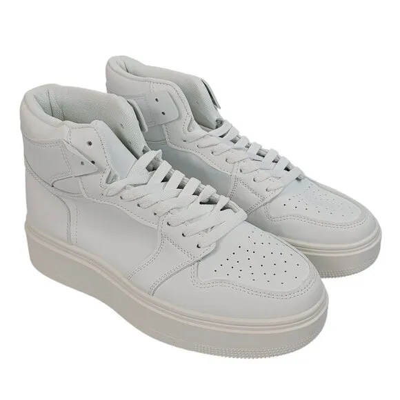 Pretty Little Things Womens 7 White Laceup HighTop Chunky Sole Platform Sneakers