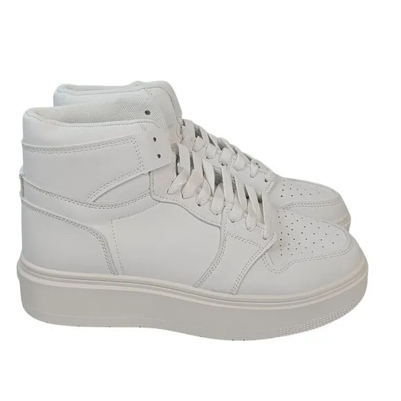 Pretty Little Things Womens 7 White Laceup HighTop Chunky Sole Platform Sneakers