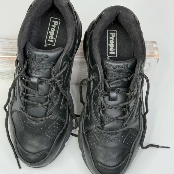 PROPET Stana Leather Slip Resistant Sneakers Black-7.5 (XXW-4E)