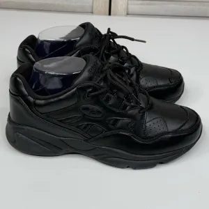 PROPET Stana Leather Slip Resistant Sneakers Black-7.5 (XXW-4E)