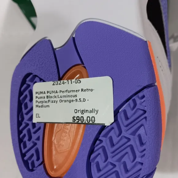 Puma Men's (Size 9.5) Black/Purple/Orange Performer Retro Sneakers (NWT)