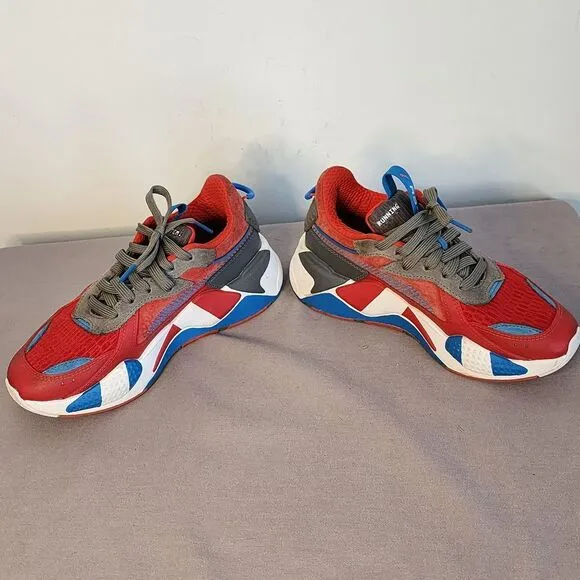 PUMA RS-X Running System Sneakers Athletic Shoes Red Blue Gray Retro Style US 5C