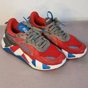 PUMA RS-X Running System Sneakers Athletic Shoes Red Blue Gray Retro Style US 5C