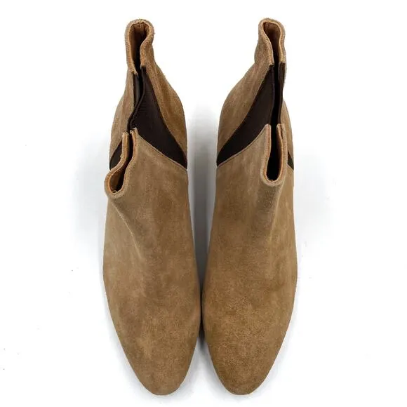 Rachel Comey Chelsea Boots *READ* Brown Suede Block Heel Pull On Ankle Sz 8