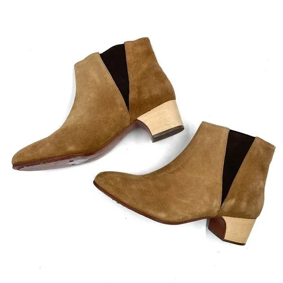Rachel Comey Chelsea Boots *READ* Brown Suede Block Heel Pull On Ankle Sz 8