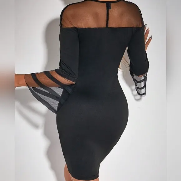 Raffinéa Mesh Panel Hip Wrap Dress