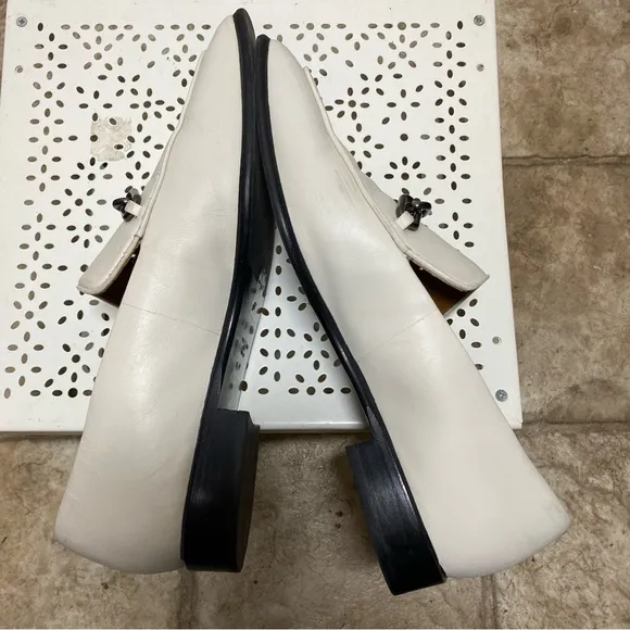 Rag &amp; Bone Aslen 8 Men’s White Leather Square Toe Loafers Slip on Chain