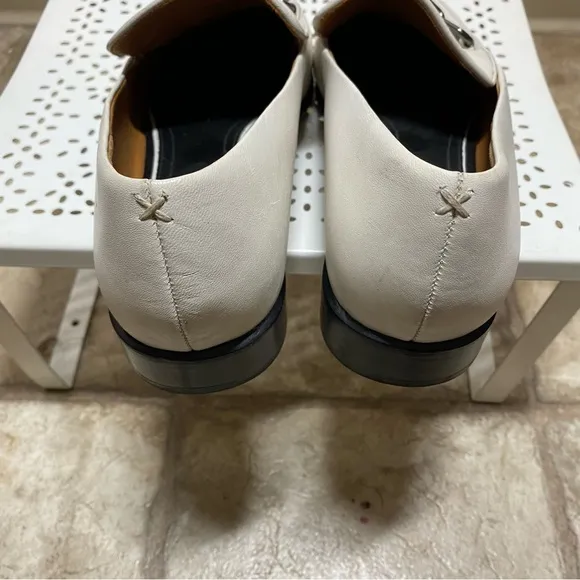 Rag &amp; Bone Aslen 8 Men’s White Leather Square Toe Loafers Slip on Chain