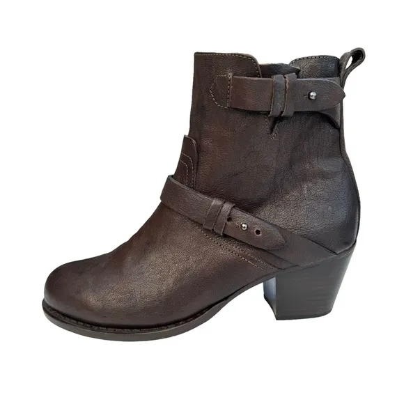 Rag &amp; Bone Harper Moto Boots Brown Leather Heeled Ankle Boots Booties Women’s