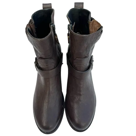 Rag &amp; Bone Harper Moto Boots Brown Leather Heeled Ankle Boots Booties Women’s