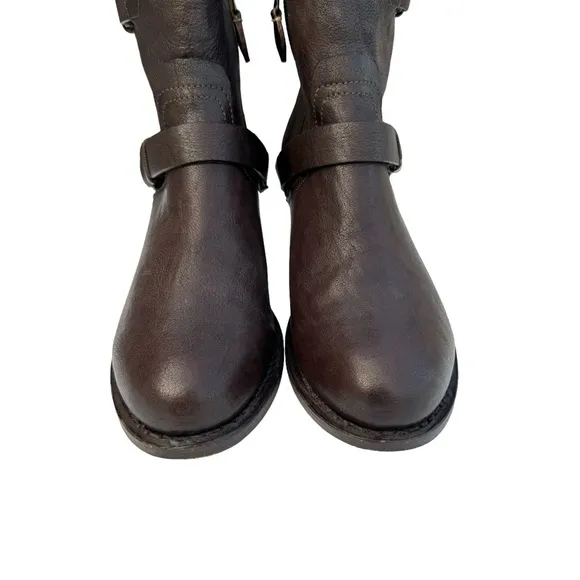 Rag &amp; Bone Harper Moto Boots Brown Leather Heeled Ankle Boots Booties Women’s