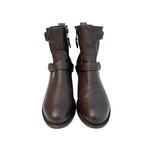 Rag &amp; Bone Harper Moto Boots Brown Leather Heeled Ankle Boots Booties Women’s