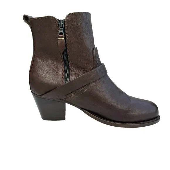 Rag &amp; Bone Harper Moto Boots Brown Leather Heeled Ankle Boots Booties Women’s