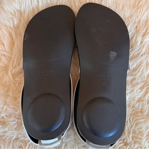 Rag &amp; Bone White August Mock-Croc Flat Sandals Sz-37