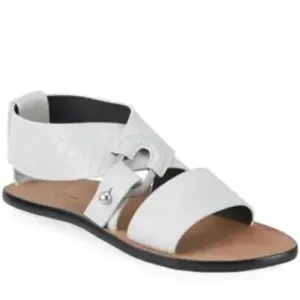 Rag &amp; Bone White August Mock-Croc Flat Sandals Sz-37