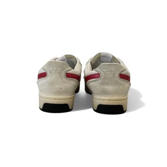 Rag Bone White Retro Court Sneakers in Red &amp; White Womens Size 7