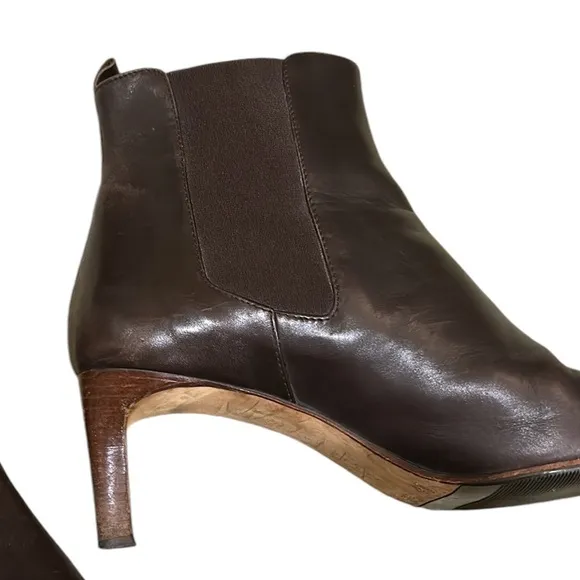 Ralph Lauren Black Label Vintage Brown Leather Heeled Ankle Boots Booties - 8.5