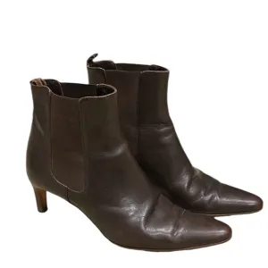 Ralph Lauren Black Label Vintage Brown Leather Heeled Ankle Boots Booties - 8.5