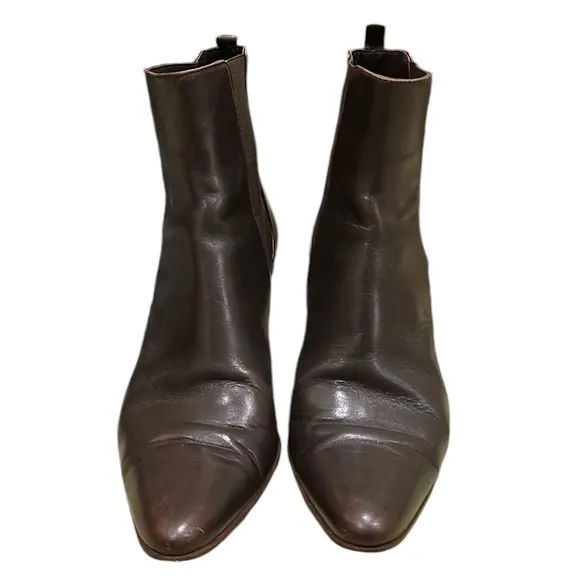 Ralph Lauren Black Label Vintage Brown Leather Heeled Ankle Boots Booties - 8.5