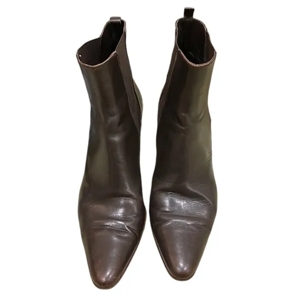 Ralph Lauren Black Label Vintage Brown Leather Heeled Ankle Boots Booties - 8.5