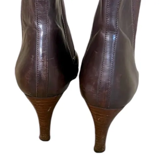 Ralph Lauren Black Label Vintage Brown Leather Heeled Ankle Boots Booties - 8.5
