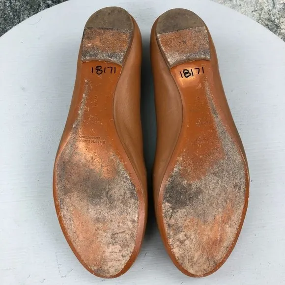 Ralph Lauren Collection Purple Label Size 9.5B Brown Leather Ballet Flats SPAIN