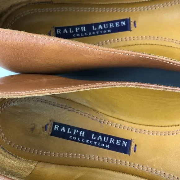 Ralph Lauren Collection Purple Label Size 9.5B Brown Leather Ballet Flats SPAIN