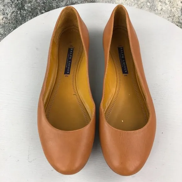 Ralph Lauren Collection Purple Label Size 9.5B Brown Leather Ballet Flats SPAIN