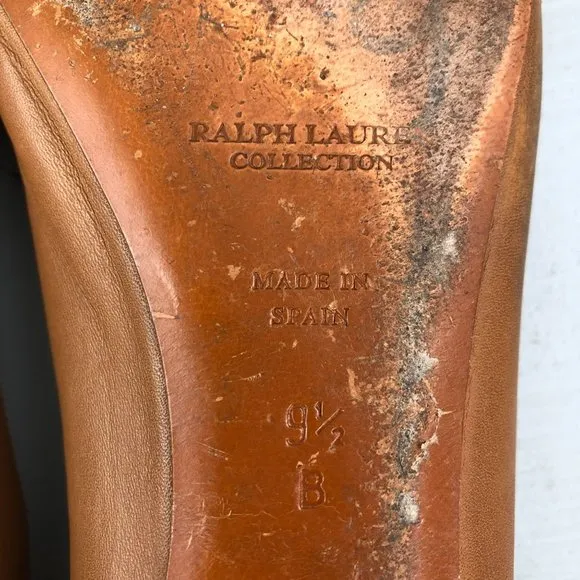 Ralph Lauren Collection Purple Label Size 9.5B Brown Leather Ballet Flats SPAIN