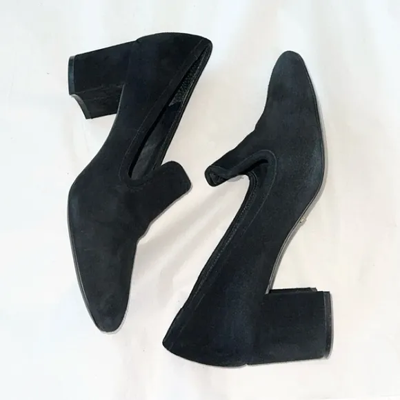 Ralph‎ Lauren Jenifer Black Suede Leather Classic Preppy Loafers Pumps 7