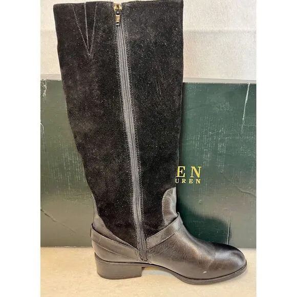 Ralph Lauren Mila-Bo-CSL Burn Calf Sport Boots Black Women's 8 NIB 8025289723001