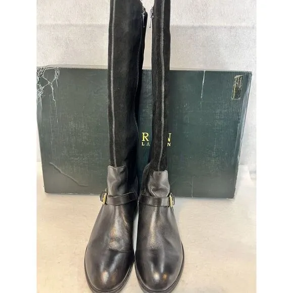 Ralph Lauren Mila-Bo-CSL Burn Calf Sport Boots Black Women's 8 NIB 8025289723001