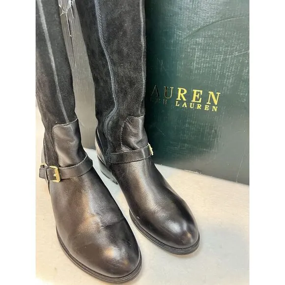 Ralph Lauren Mila-Bo-CSL Burn Calf Sport Boots Black Women's 8 NIB 8025289723001