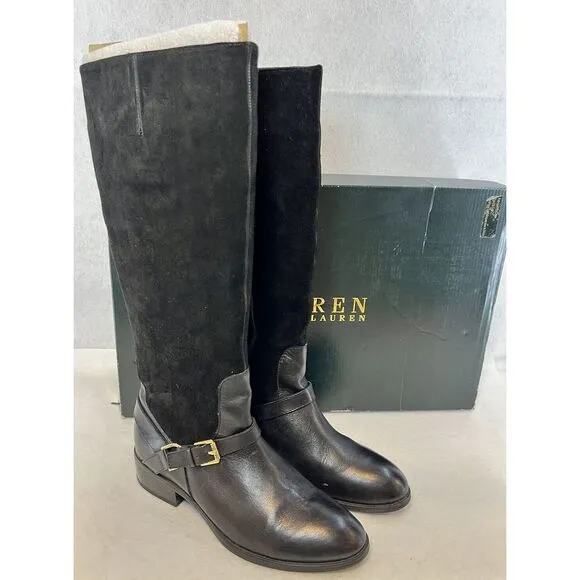 Ralph Lauren Mila-Bo-CSL Burn Calf Sport Boots Black Women's 8 NIB 8025289723001