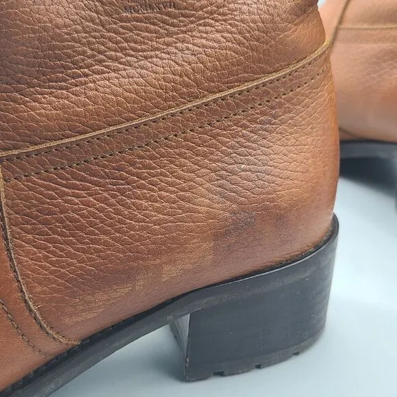 Ralph Lauren Polo Boots Women  Brown Leather ankle pull-on size 37.5/ 7.5 vintag