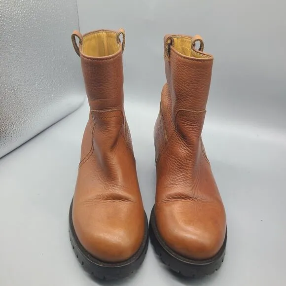 Ralph Lauren Polo Boots Women  Brown Leather ankle pull-on size 37.5/ 7.5 vintag