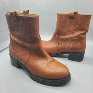 Ralph Lauren Polo Boots Women  Brown Leather ankle pull-on size 37.5/ 7.5 vintag