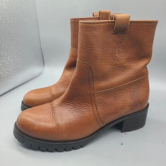 Ralph Lauren Polo Boots Women  Brown Leather ankle pull-on size 37.5/ 7.5 vintag