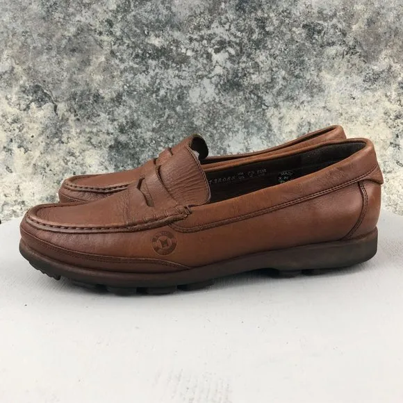 RALYX By MEMPHISTO Mens' 8 Brown Caoutchouc Leather Penny Loafers Slip On Shoes