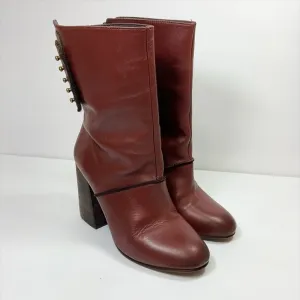 Rare Free People All Leather Flap Closure Half Calf Boots