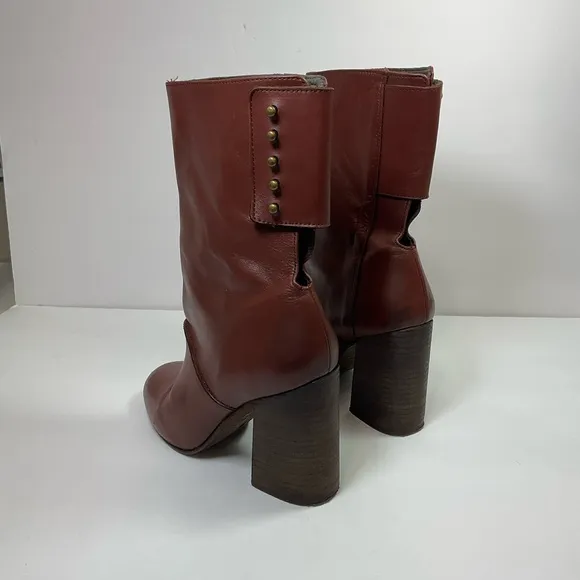 Rare Free People All Leather Flap Closure Half Calf Boots