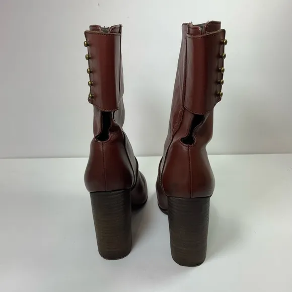 Rare Free People All Leather Flap Closure Half Calf Boots