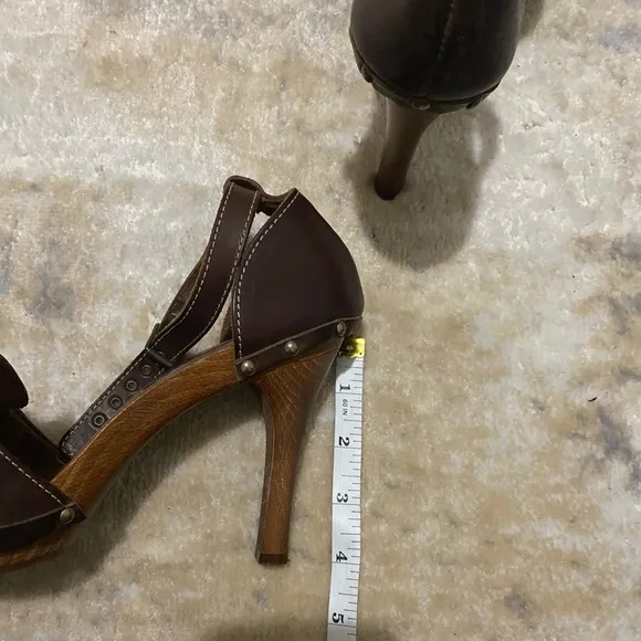 Rare Michael Kors Brown Leather Loafer Heels Made in Italy Size 9
