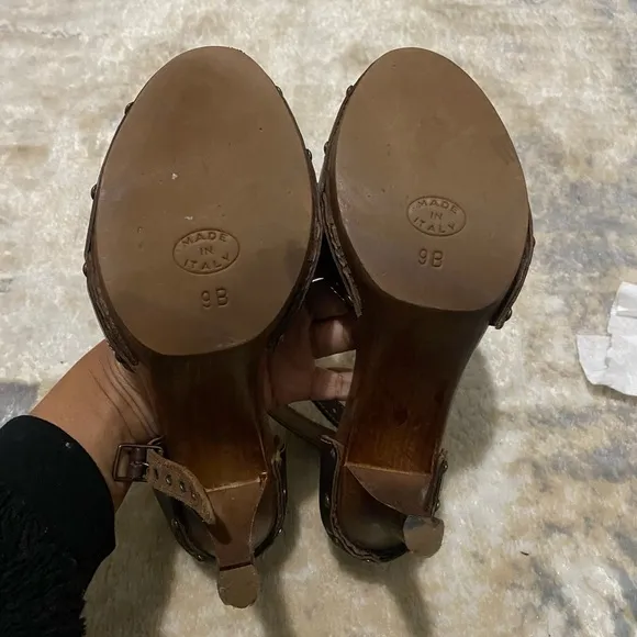 Rare Michael Kors Brown Leather Loafer Heels Made in Italy Size 9