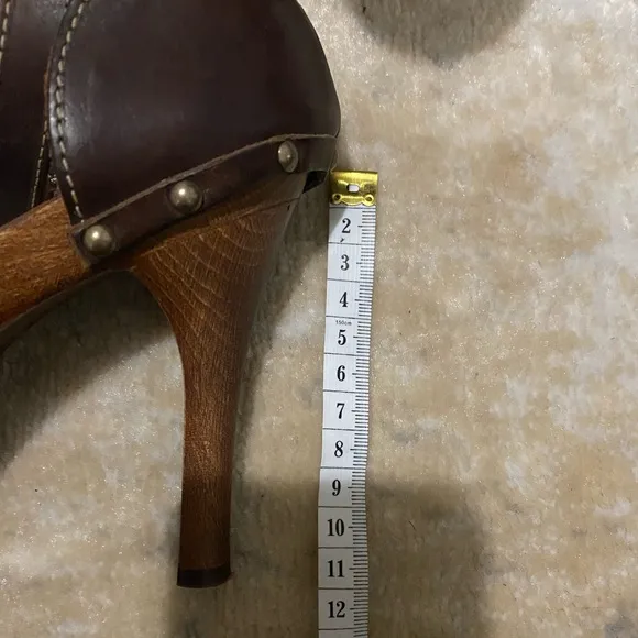 Rare Michael Kors Brown Leather Loafer Heels Made in Italy Size 9