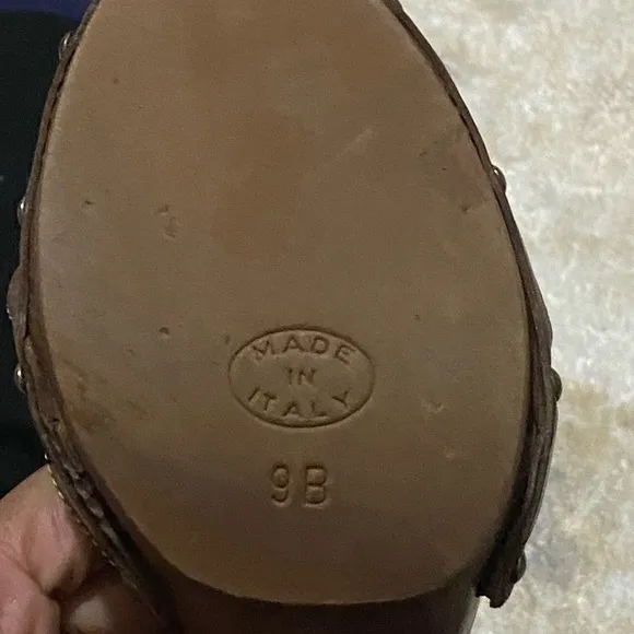 Rare Michael Kors Brown Leather Loafer Heels Made in Italy Size 9