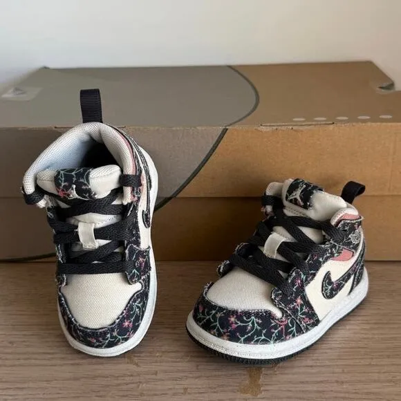 RARE Nike Air Jordan 1 Mid SE Floral/Sail Toddler Sneakers  - SZ 5 C