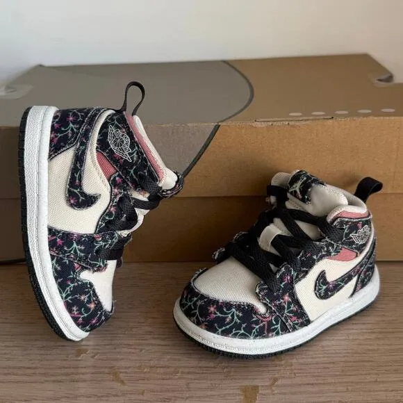 RARE Nike Air Jordan 1 Mid SE Floral/Sail Toddler Sneakers  - SZ 5 C